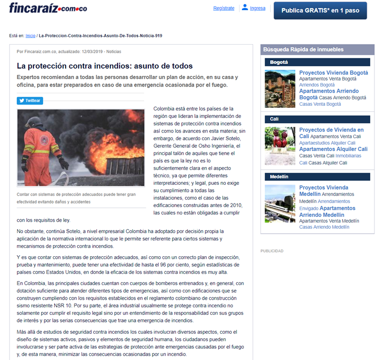 La protección contra incendios: asunto de todos